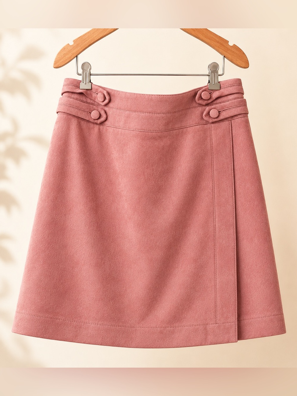 White House Black Market NWOT Dusty Rose Faux Suede A-Line Skirt Size 8